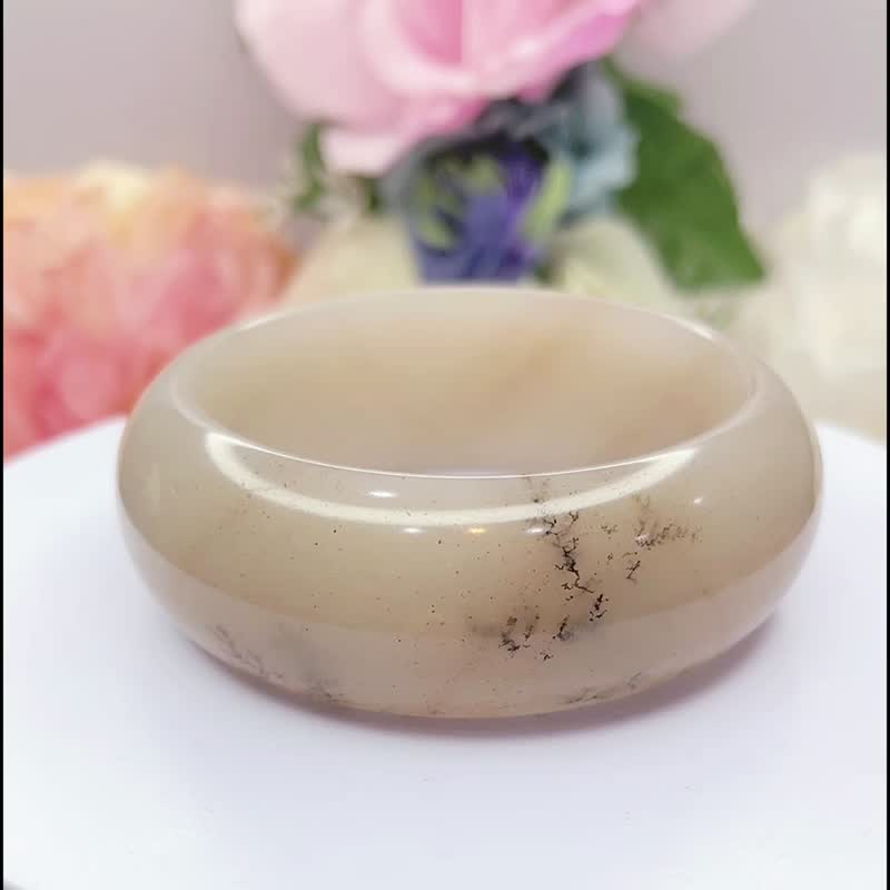 NO.44独特草花宽版手镯 发财树带金沙 内径58MM 圈口 草花镯 轮胎 - 手链/手环 - 玉石 多色