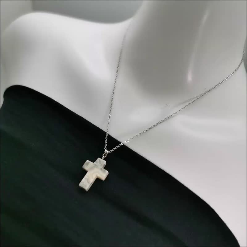 十字架项链-钛钢O型链天然水晶十字架 11款可调式信仰项链 送礼 - 锁骨链 - 水晶 多色