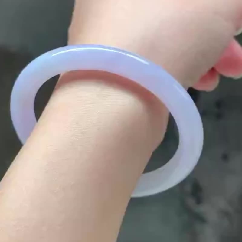 冰种翡翠天然翡翠玉镯A玉手镯 玉鈪 • 糯冰种紫罗兰翡翠圆镯 - 手链/手环 - 玉石 紫色