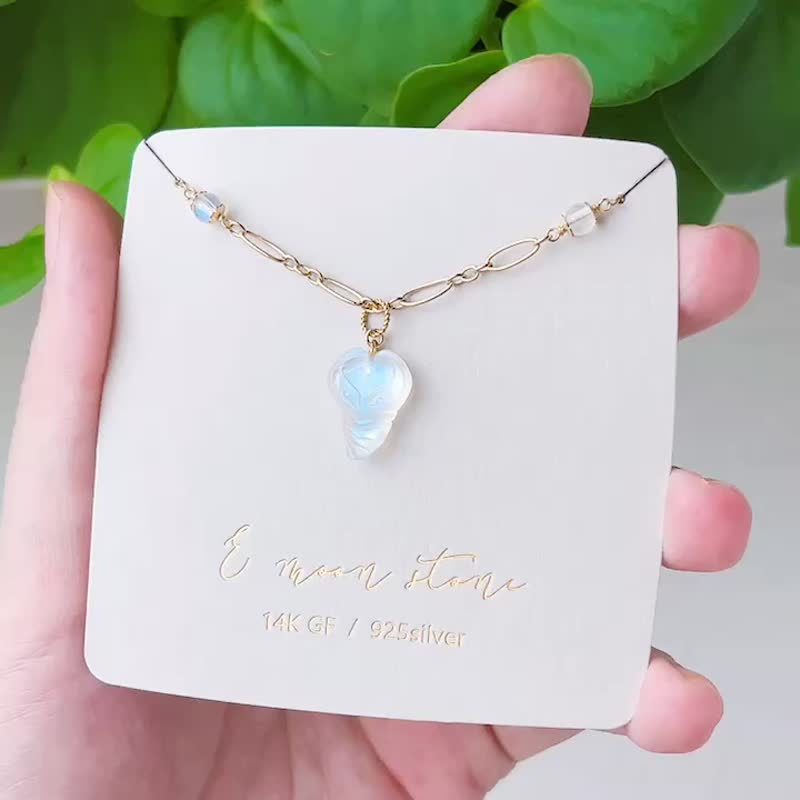 增进人缘 顶级媚眼月光石小狐仙锁骨链 - 项链 - 水晶 蓝色