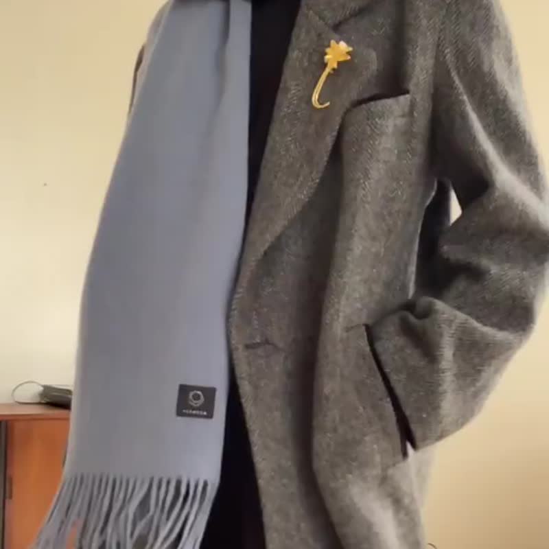 灰藍色  2色 全羊毛信的請來 人手一條圍巾大披肩 秋冬保暖長款 - 围巾/披肩 - 羊毛 蓝色