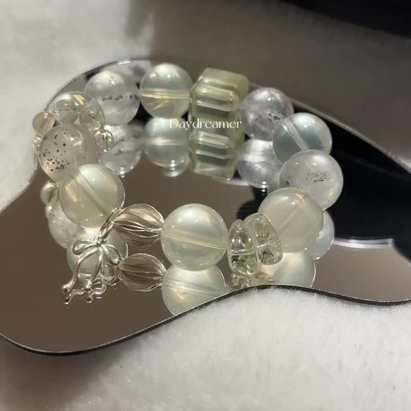 柠檬黄水晶银铜矿设计款手链 - 手链/手环 - 水晶 黄色