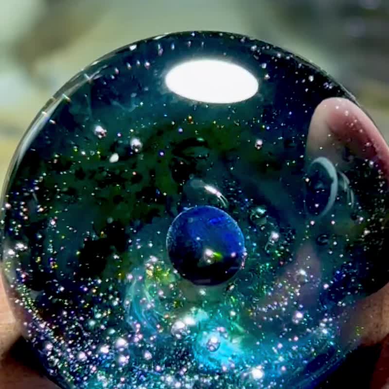 闪耀的银河微型太空玻璃弹珠 - 摆饰 - 玻璃 蓝色