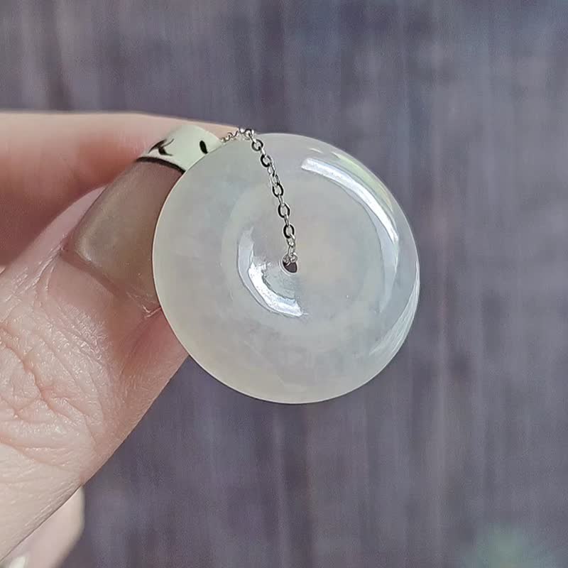 招财•圆满•平安•同心|白冰平安扣|缅甸A货翡翠吊坠 - 项链 - 玉石 