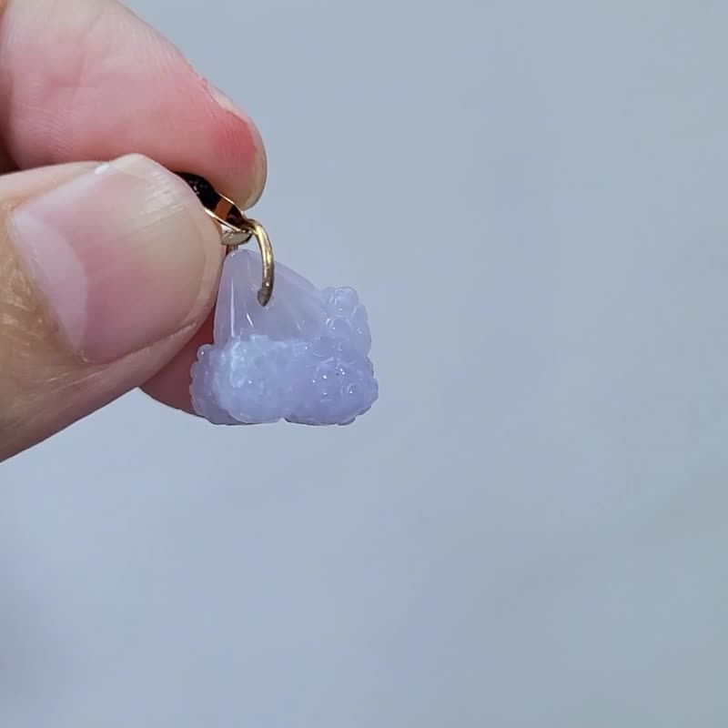 【亲翠】天然翡翠 冰红紫花椰菜18K金扣头皮绳锁骨链 - 项链 - 玉石 紫色