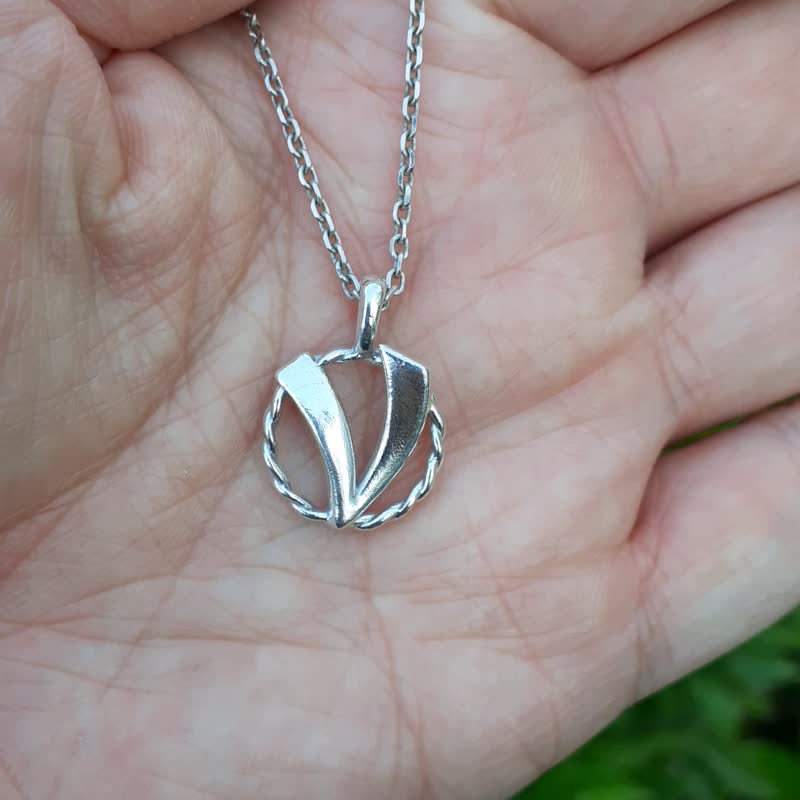 字母系列--柔和U,V字母颈链 - 项链 - 纯银 银色