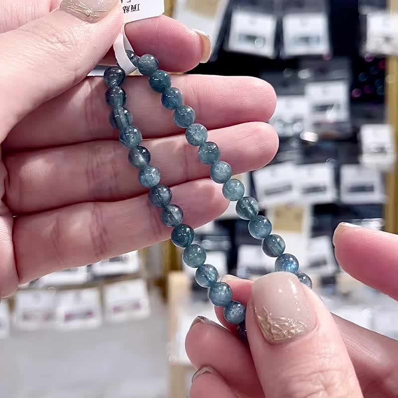 小精品稀有猫眼透感蓝绿晶石手珠5.5mm清净心灵洞察能力舒压纾解 - 手链/手环 - 水晶 蓝色