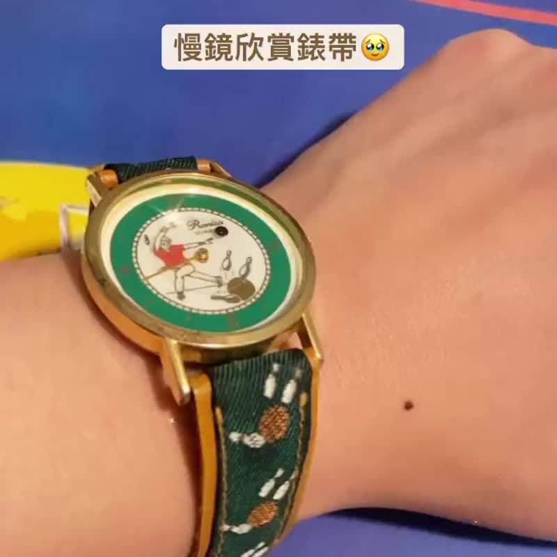 动态保齢球运动手表 - 对表/情侣表 - 玫瑰金 绿色