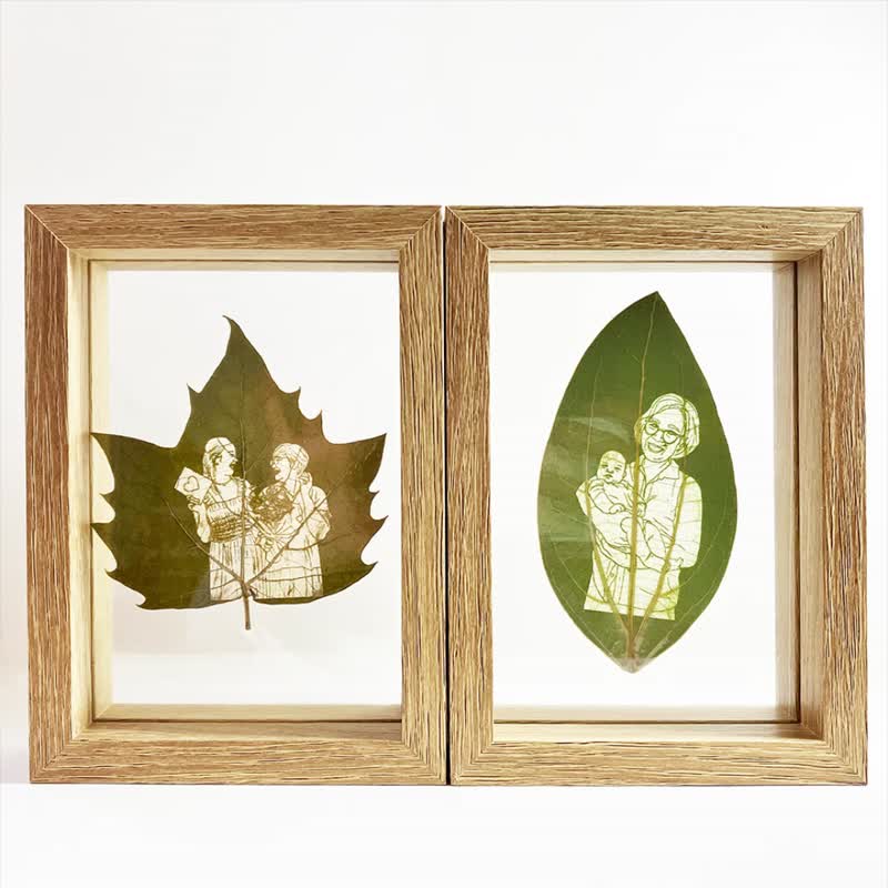 预购优惠【客制化叶子雕刻画】 —— 毕业礼物、情人节、生日 - 订制画像 - 植物．花 咖啡色