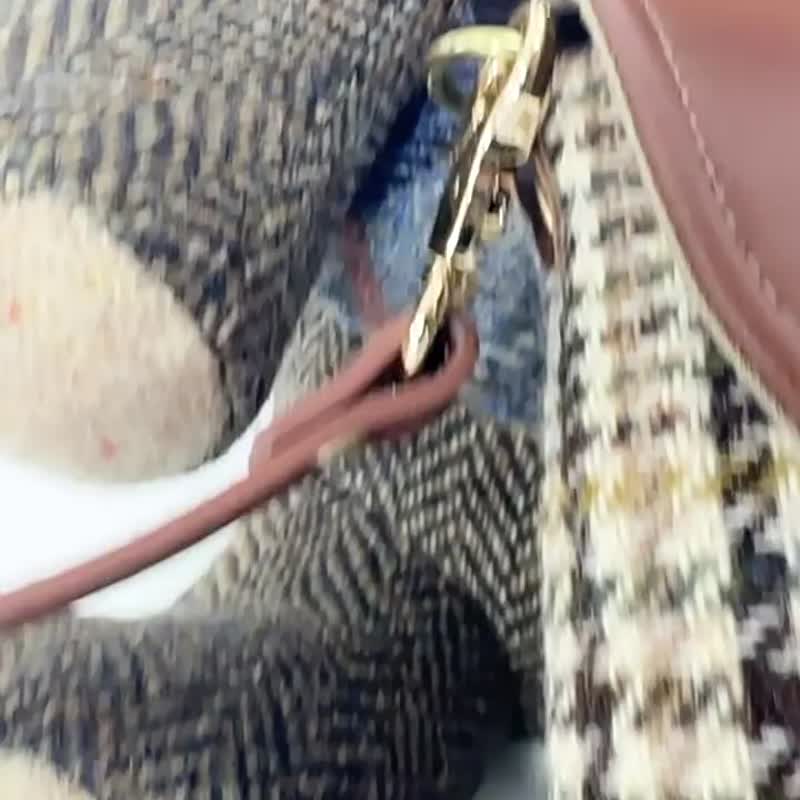harris tweed粗花呢斜挎包单肩小包可爱手机口红包小众通勤豆腐包 - 侧背包/斜挎包 - 羊毛 