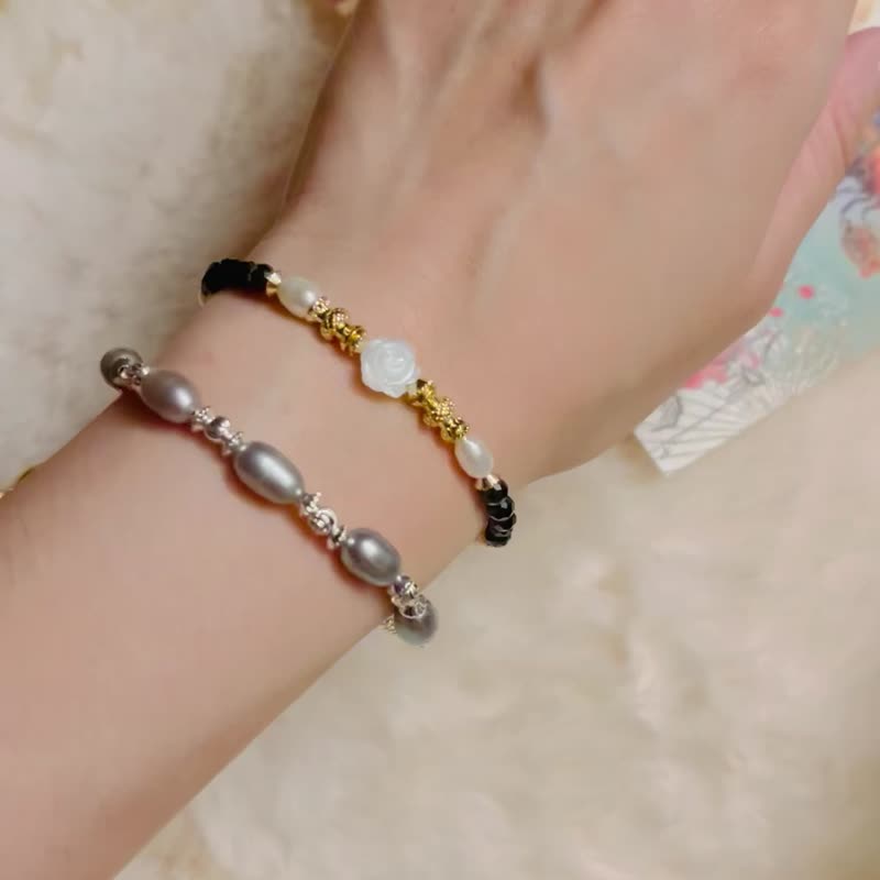 灰色淡水珍珠手链 轻珠宝 - 手链/手环 - 珍珠 灰色