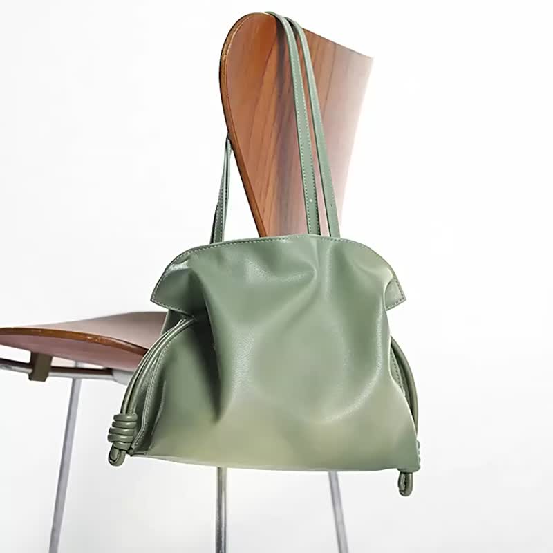 抽绳水桶包真皮福袋褶皱包手提单肩包diy手工材料包云朵包 - 束口袋双肩包 - 其他材质 