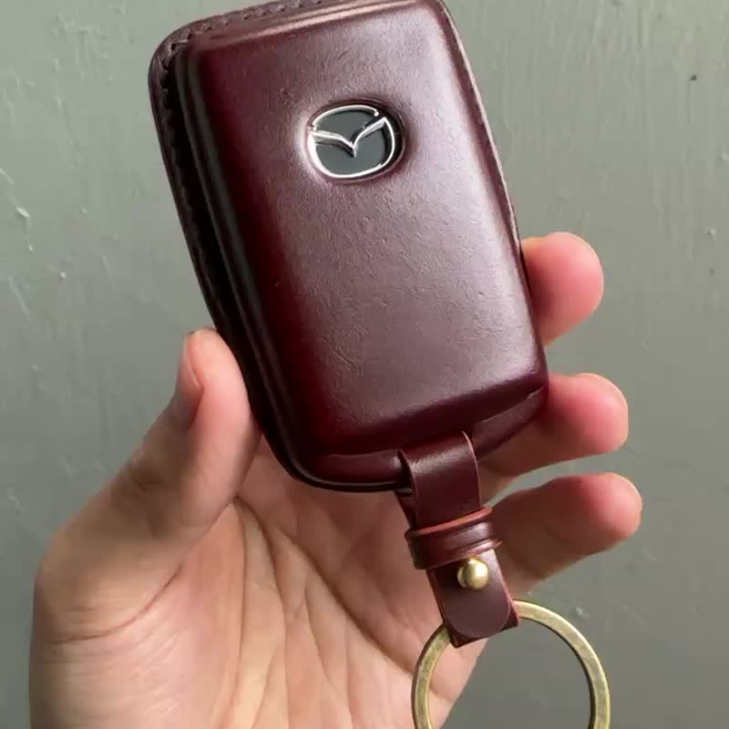 Mazda 钥匙皮套 马臀皮 全包覆款/无按键图案 cx3 cx30 cx5 cx9 - 钥匙链/钥匙包 - 真皮 黑色