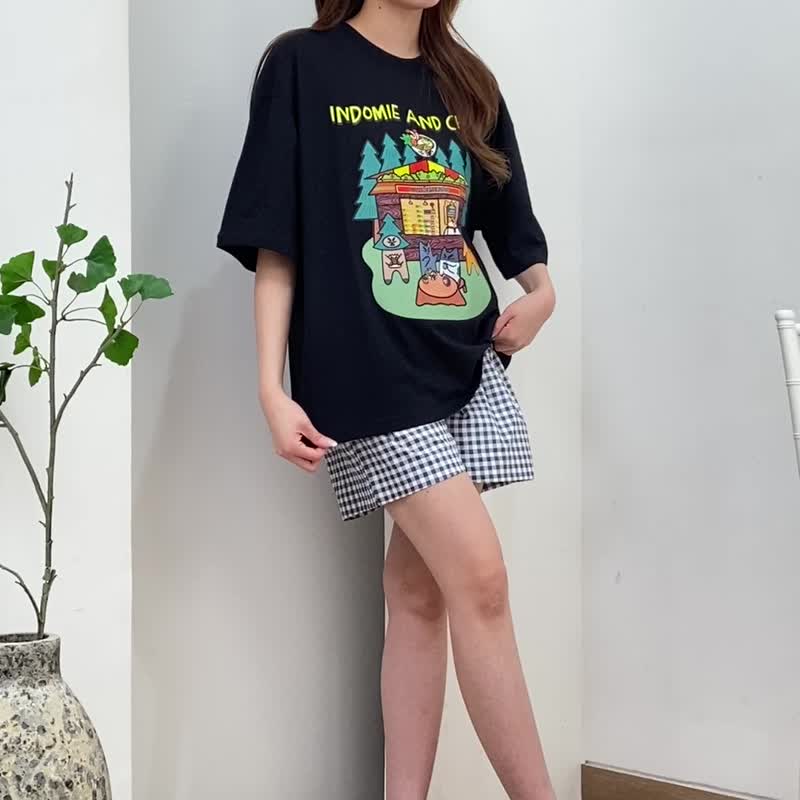 拉面控 Indomie 趣味猫咪睡衣组 女款 100% 纯棉 - 居家服/睡衣 - 棉．麻 黑色