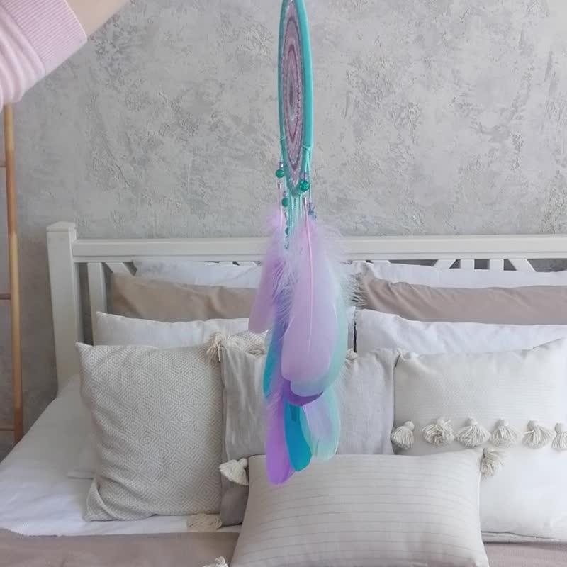 Mint dreamcatcher Purple nursery dream catcher ドリームキャッチャー, นักล่าฝัน, 追梦人, 追夢人 - 墙贴/壁贴 - 绣线 紫色