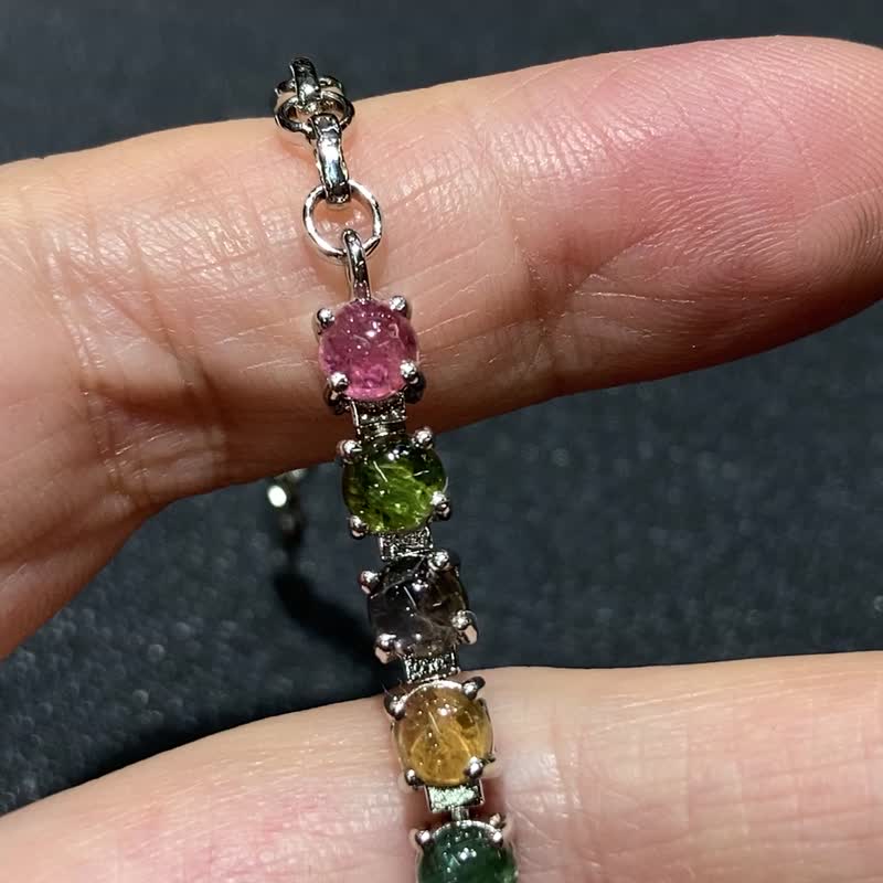 天然 蛋面 碧玺 手链 印度制 925纯银 手工制 - 手链/手环 - 半宝石 