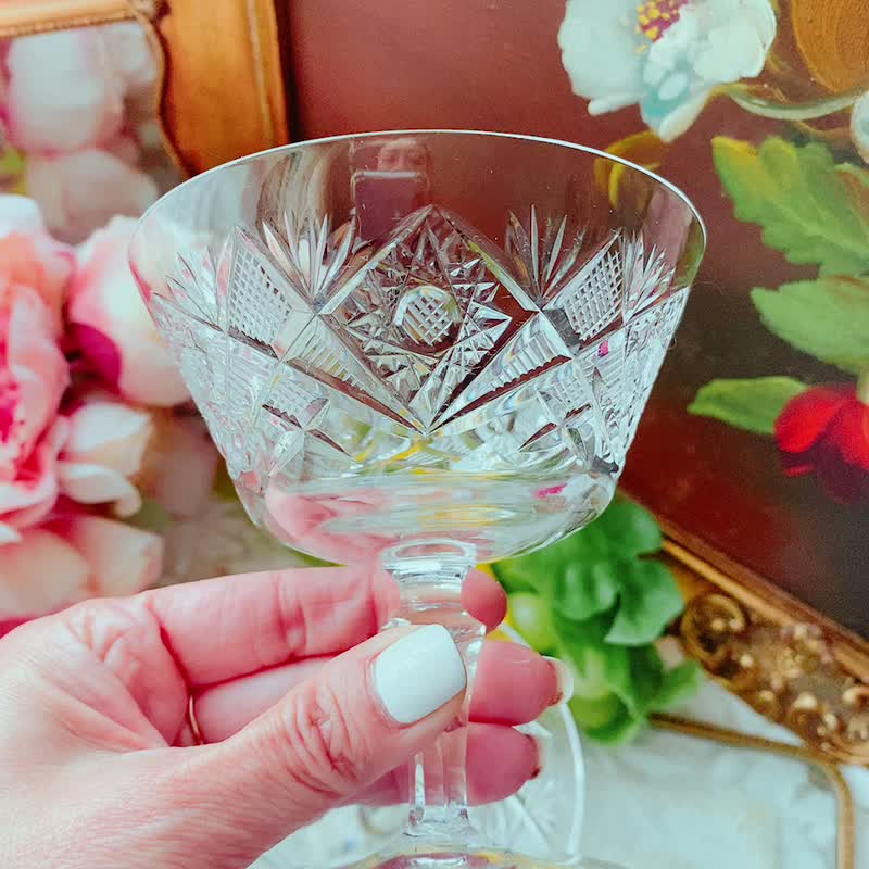 法国制古董手工切割 水晶雕花 香槟杯 果汁杯 水杯 酒杯 送礼 - 其他杯子 - 水晶 透明