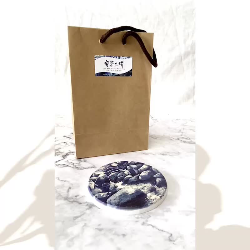 蜡染图纹硅藻土杯垫六个一组 - 杯垫 - 其他材质 蓝色