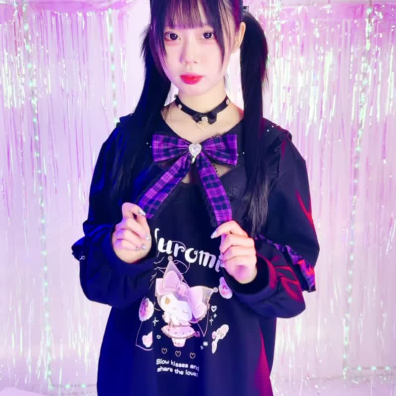 原创三丽鸥 SANRIO 授权酷洛米领结刺绣可拆袖水手服地雷系【JJ5095 - 洋装/连衣裙 - 棉 