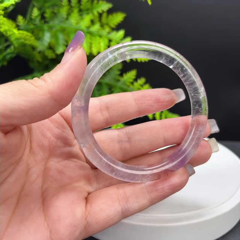 紫超七水晶手镯 52MM 冰透星光彩虹闪片 飘紫超级能量七水晶 魅力 - 手链/手环 - 水晶 