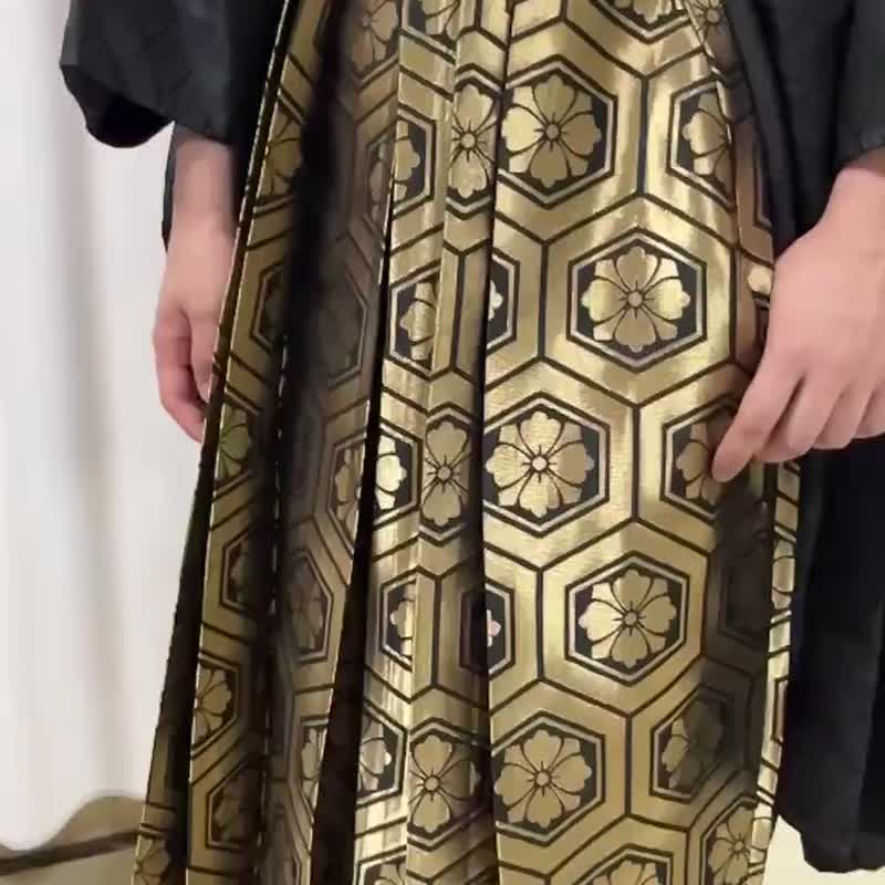 日本传统袴- 金色黑纹 男士传统和服行灯袴/日本武士袴/ 男士和服 - 其他 - 聚酯纤维 