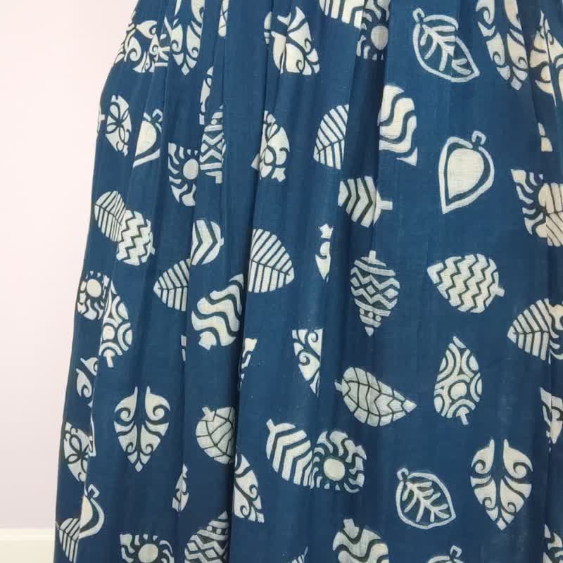 Leaf Skirt -   印花创意树叶舒适半身裙 - 裙子 - 棉 蓝色