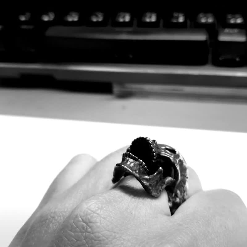 925戒指 骷髅 skull 男 戒指 silver rings - 戒指 - 纯银 银色