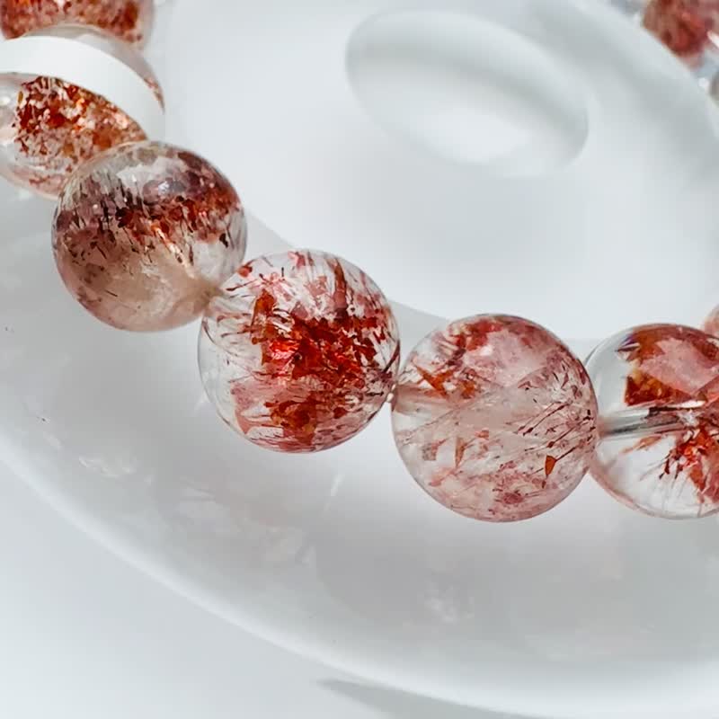 小精品经典红彼岸花金草莓红超七 10.5mm28.20g 贵人运桃花大花瓣矿 - 手链/手环 - 水晶 红色