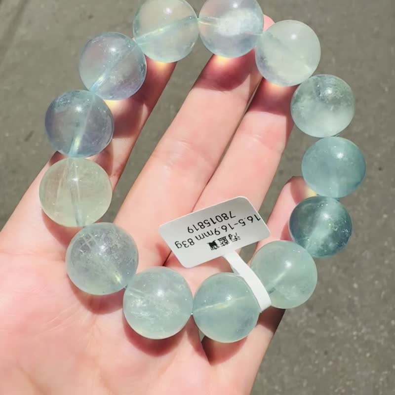优雅蓝绿调海蓝宝16.5-16.9mm83g释放压力舒缓情绪疗愈能量 - 手链/手环 - 水晶 蓝色