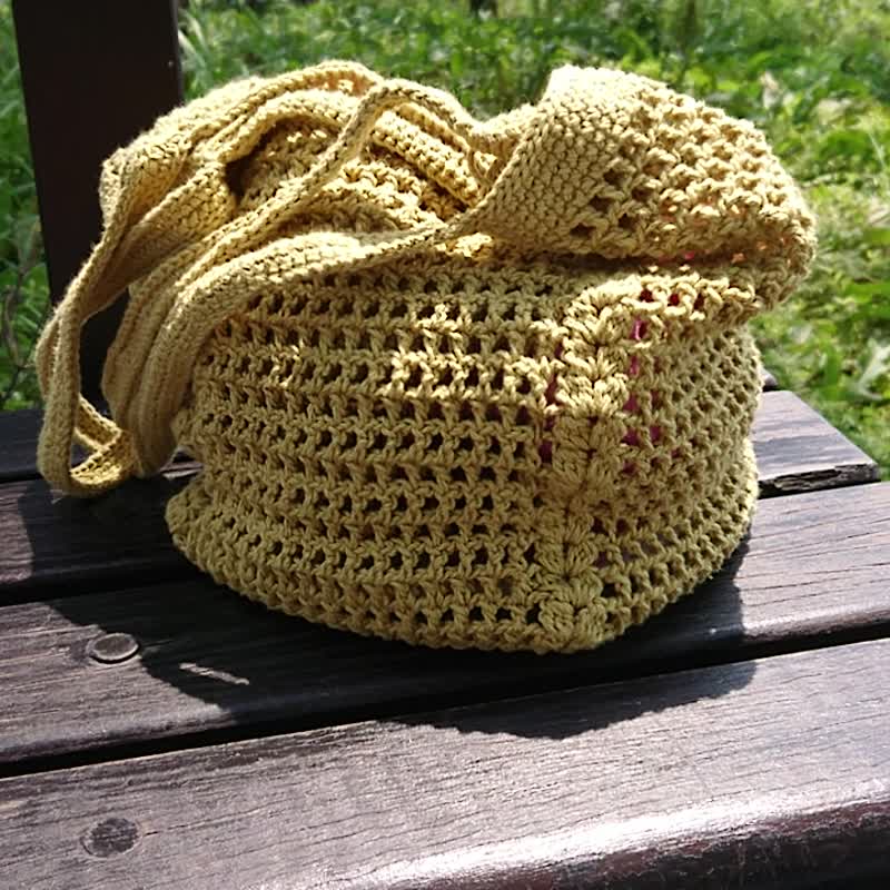 现货 手工纯棉线编织/绽放网格托特包/编织包/夏季必备 - 侧背包/斜挎包 - 棉．麻 多色