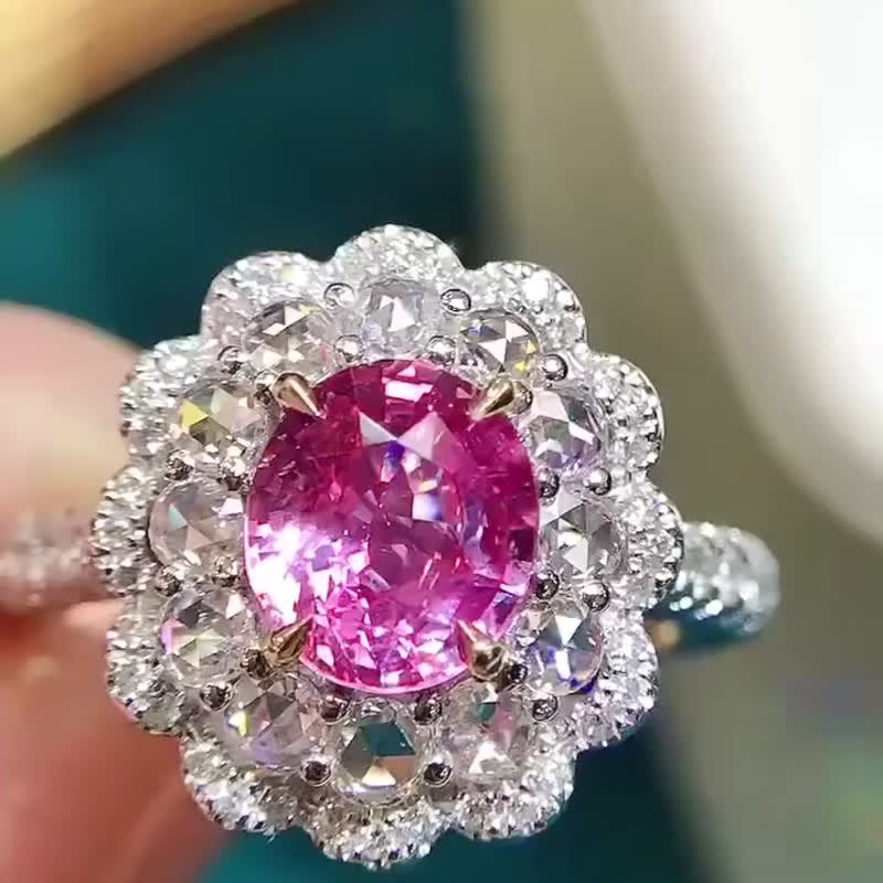无烧帕帕拉恰戒指主石1.37ct - 戒指 - 宝石 