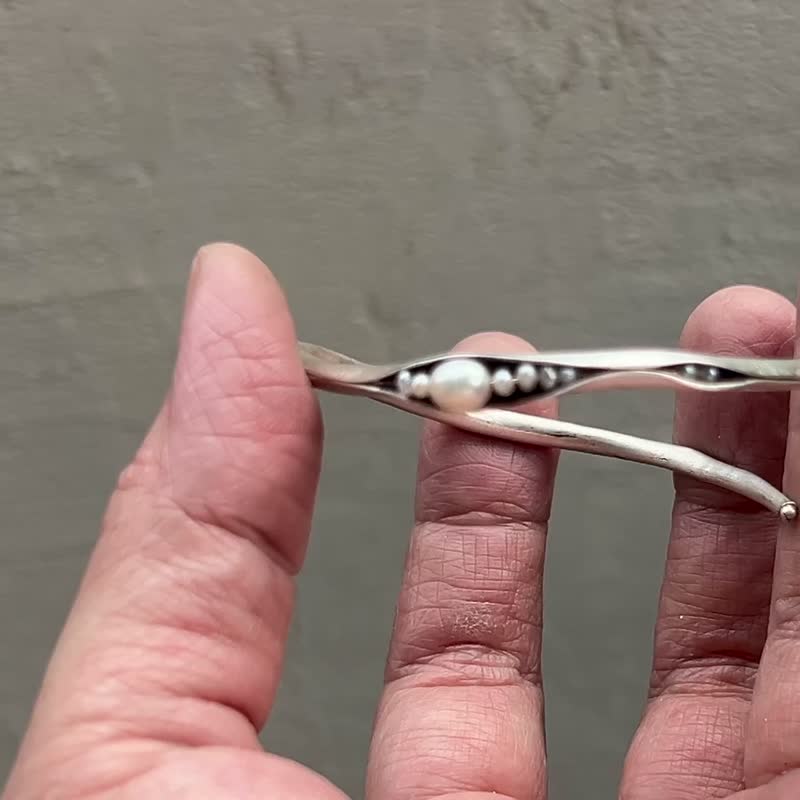 【Plant 系列】#a386 珍珠豆荚手环 / 925银/ 手工礼物/ 定制化 - 手链/手环 - 银 银色