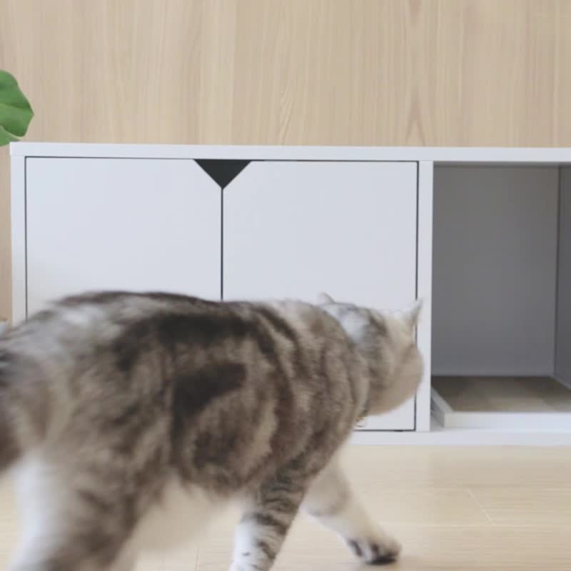 【安阁家】砂不落猫厕所/猫砂柜 (黑木纹) - 猫砂/猫砂垫 - 纸 黑色