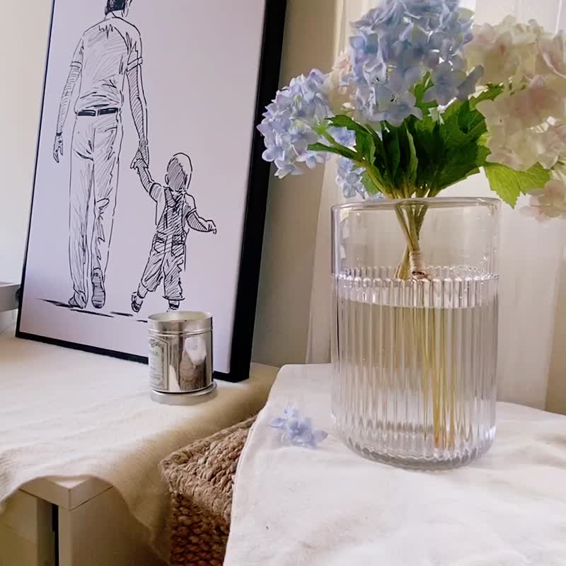 最美的回忆 - 亲子插画挂画/父亲节礼物/黑白手绘感爸爸挂画 - 海报/装饰画/版画 - 其他材质 黑色