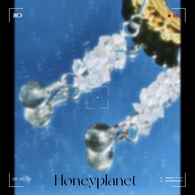 简约高级款无限能量水晶耳环闪灵钻拉长石 - 耳环/耳夹 - 水晶 