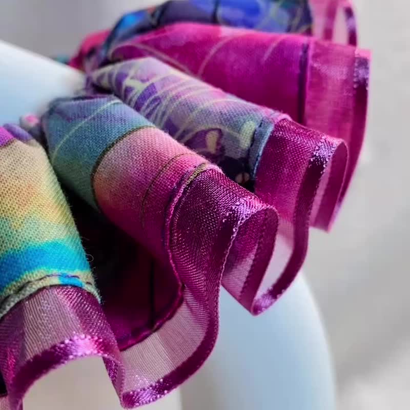 发裁手作。Facai Handmade 宠物领巾 滚纱系小丑领_光影晕染 - 项圈/牵绳 - 棉．麻 紫色