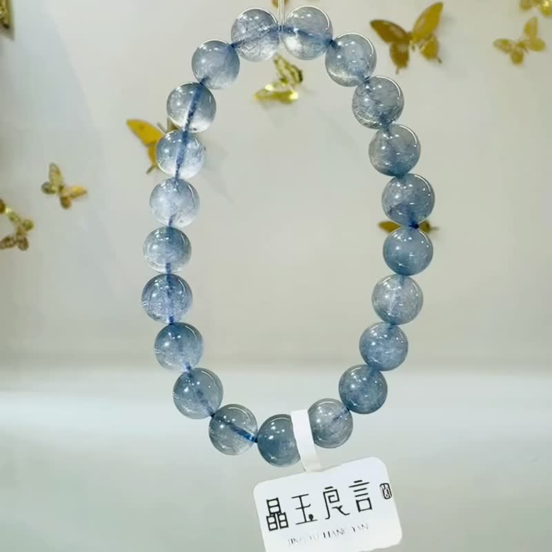 温柔稳定蓝兔毛水晶手珠9mm22.48g消除紧张增强说服力增加自信 - 手链/手环 - 水晶 蓝色
