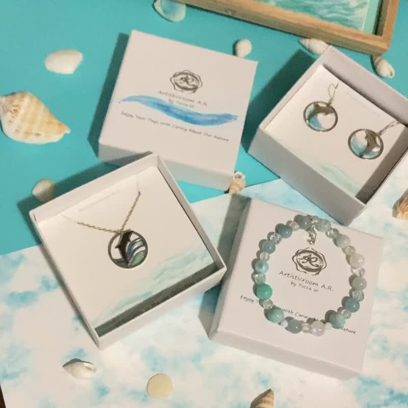 Resin Ocean 海洋生物 海豚 原创设计 925银耳环 - 耳环/耳夹 - 银 银色