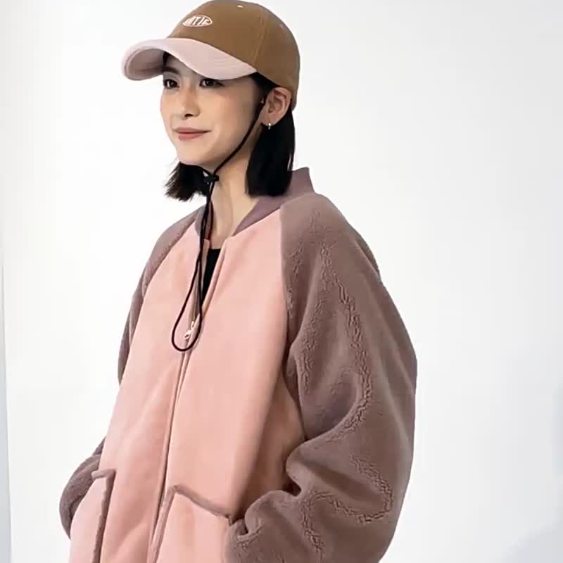 毛绒暖暖弯檐帽 - 帽子 - 聚酯纤维 咖啡色