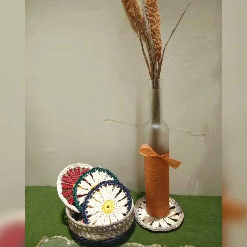 【体验】【在线】体验课程手作钩针杯垫与置物盒组含钩针材料包 - 编织/羊毛毡/布艺 - 棉．麻 