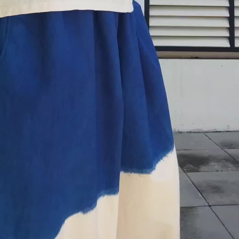 Jinda Pants D - 靛蓝色扎染宽裤 - 女装长裤 - 棉．麻 蓝色