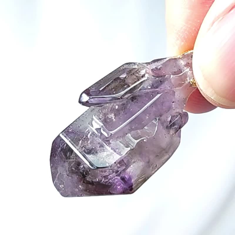 超七水晶 Super7 原矿 骨干 六面双尖 叠晶 彩虹 坠 项链 单品 - 其他 - 宝石 紫色