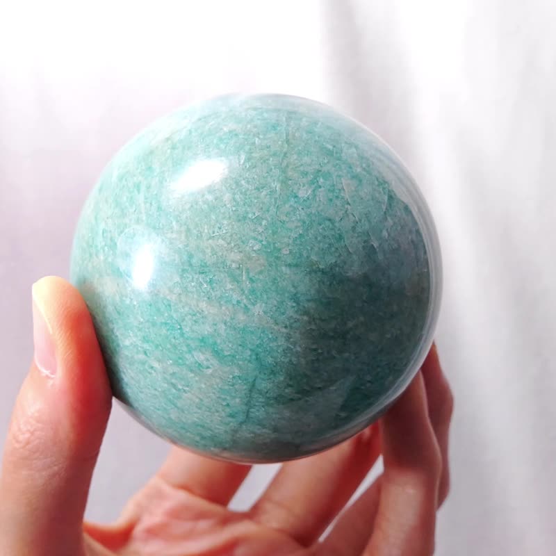 顶级稀有天河石 十字纹 圆满 幸运 收藏 有球必应 晶球摆件 礼物 - 摆饰 - 宝石 绿色