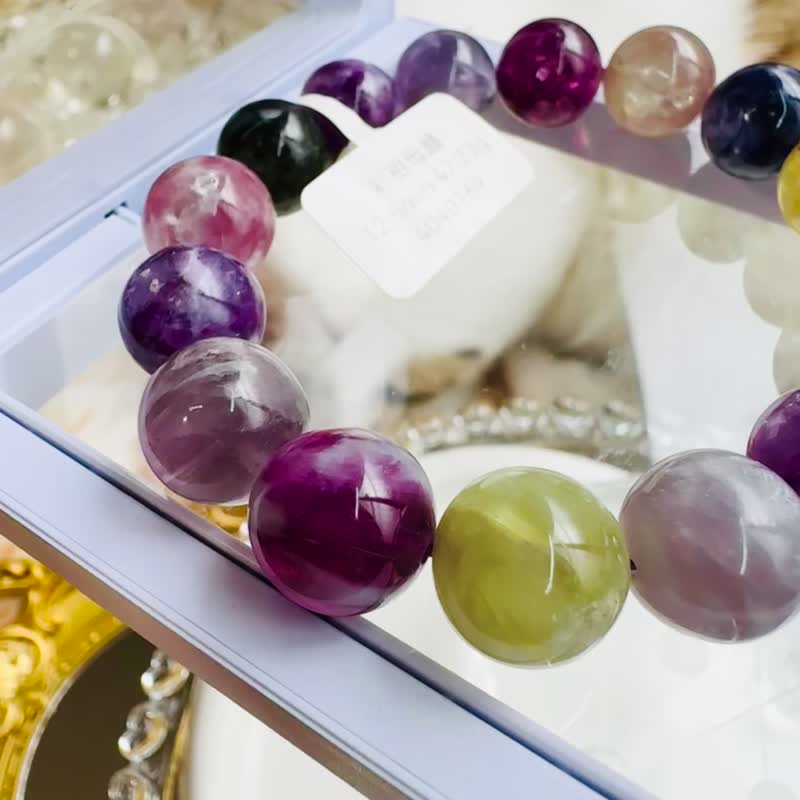 天然精品彩祖母晶12.5mm47.23g驱逐负面能量防小人吸引正面磁场 - 手链/手环 - 水晶 蓝色