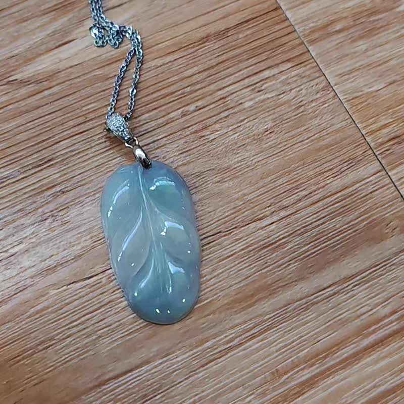 亲翠 天然翡翠 冰蓝紫飘花美叶子锁骨链 - 项链 - 玉石 多色