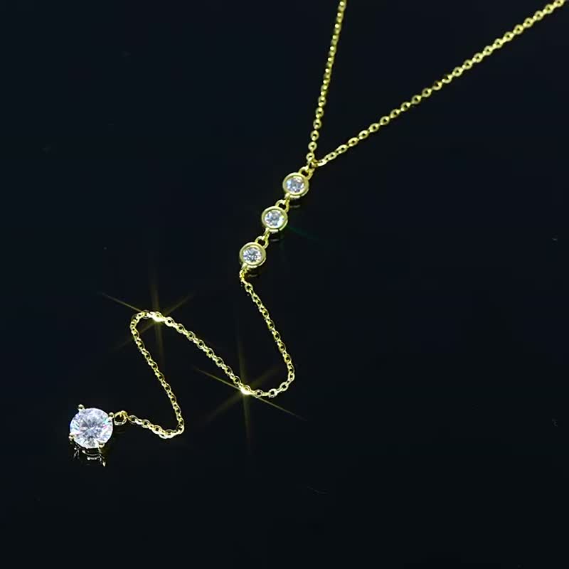 莫桑石 莫桑钻 1克拉Y型女项链 台北门市 定制化订制白金 - 项链 - 其他材质 