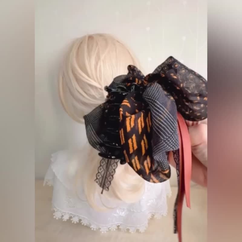 布艺大蝴蝶结仙女夹/ 鲨鱼夹 香蕉夹 发夹 马尾夹 包头抓夹 边夹 - 发饰 - 其他材质 黑色