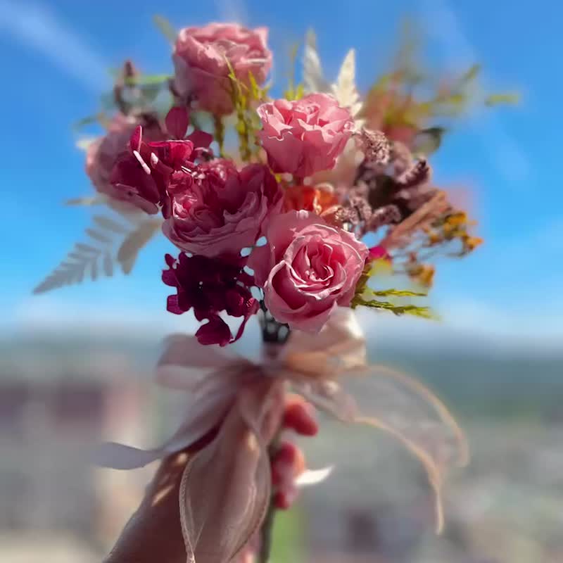 【永生花】永生庭园玫瑰/永生捧花/拍照捧花/新娘捧花/登记捧花 - 干燥花/捧花 - 植物．花 多色