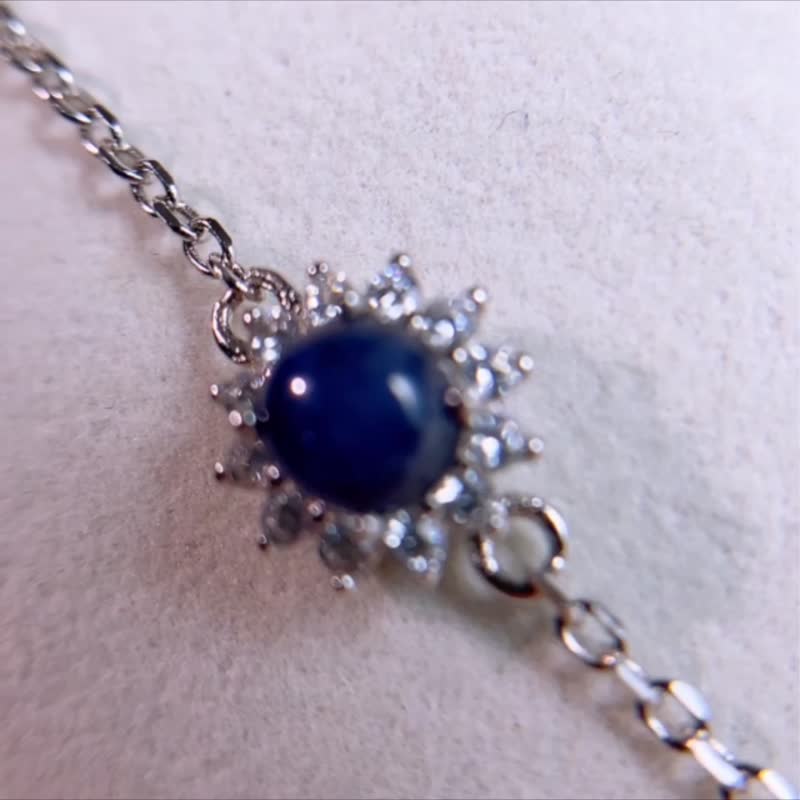 天然蓝宝石手链 蓝宝石一克拉 仅有一条【圣诞饰品】 - 手链/手环 - 宝石 蓝色