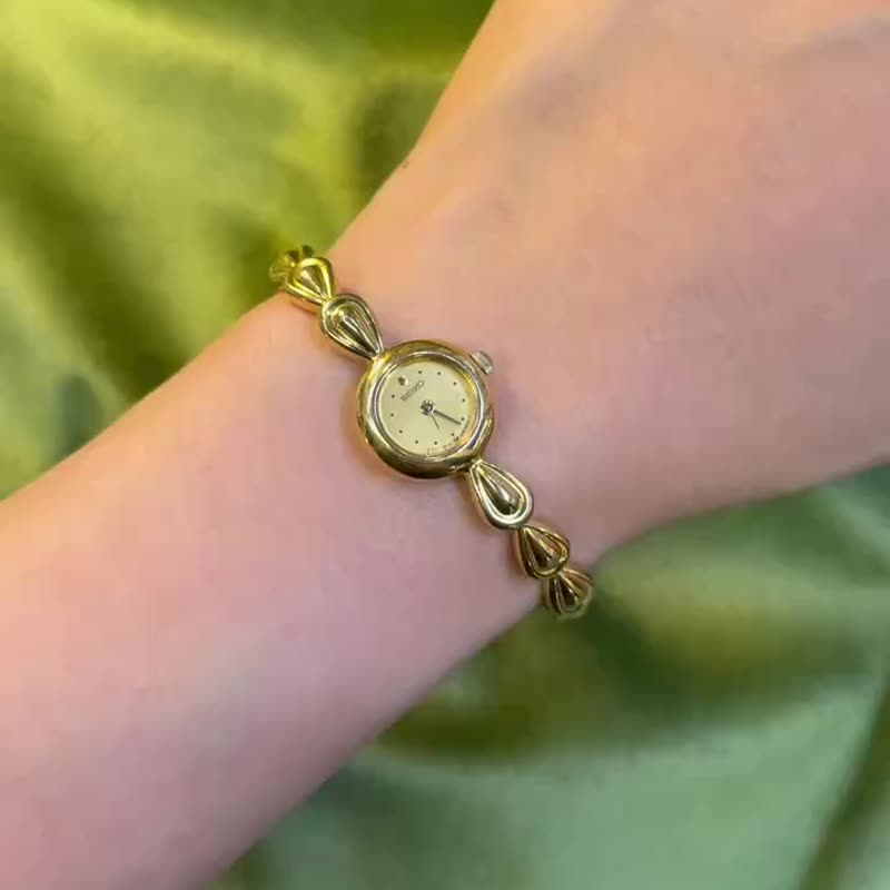 中古 seiko 水滴手链 迷你盘小金石英表 - 女表 - 其他金属 金色